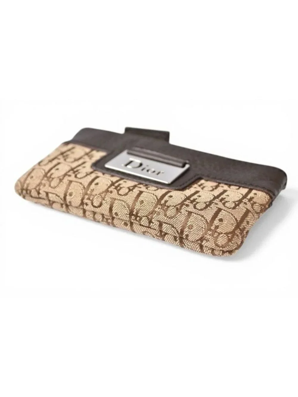 Dior Key Pouch Coin Case Street Chic Beige Brown